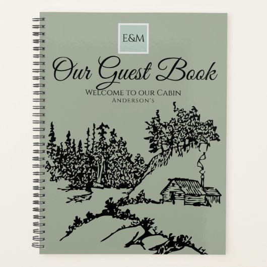 Welkom Cabine in Bossen Guestbook Monogram Planner (Voorkant)
