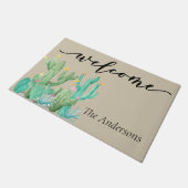 Welkom Cactus Southwest gepersonaliseerd Deurmat (Schuin)
