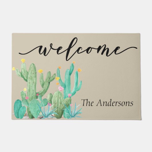 Welkom Cactus Southwest gepersonaliseerd Deurmat (Voorkant)