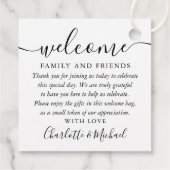 Welkom cadeautas voor zwarte en witte bruiloft bedankjes labels (Achterkant)