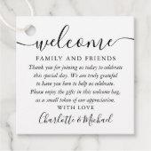 Welkom cadeautas voor zwarte en witte bruiloft bedankjes labels (Voorkant)