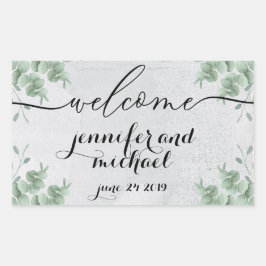 Welkom Calligrafie Eucalyptus Botanisch Groen Rechthoekige Sticker