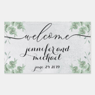 Welkom Calligrafie Eucalyptus Botanisch Groen Rechthoekige Sticker