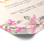 Welkom Calligraphy Roze Poinsettia Dranktafel Poster (Hoek)