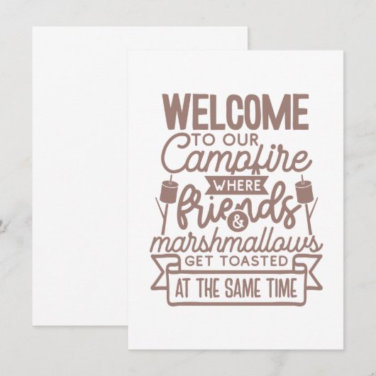 Welkom Campfire Vrienden Marshmallows Camping Aankondiging (Voorkant / Achterkant)