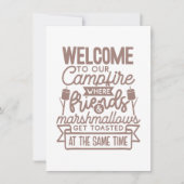 Welkom Campfire Vrienden Marshmallows Camping Aankondiging (Voorkant)