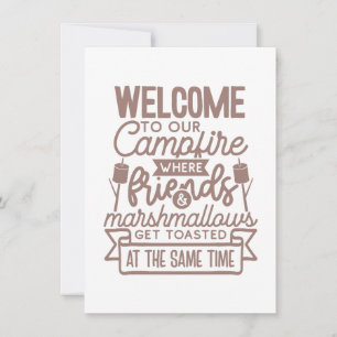 Welkom Campfire Vrienden Marshmallows Camping Aankondiging