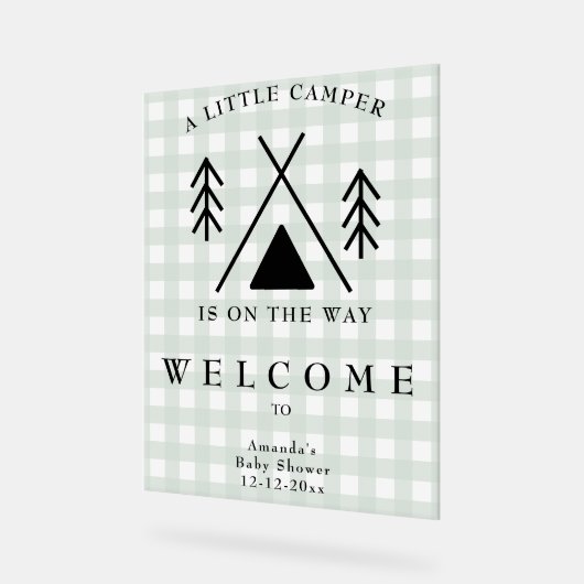 Welkom Camping Baby shower Acryl Bord (Hoek)