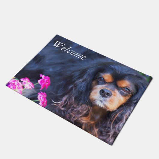 Welkom Cavalier King Charles Spaniel deurmat (Schuin)