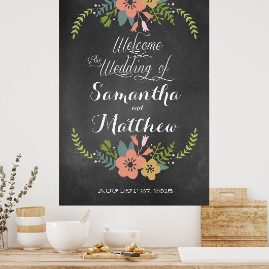 Welkom "Chalkboard" Wedding Sign Poster 32x48 (Keuken)