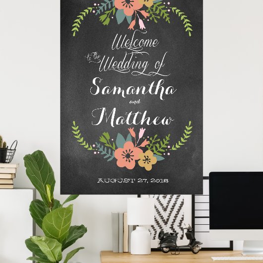 Welkom "Chalkboard" Wedding Sign Poster 32x48 (Thuiskantoor)