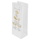 Welkom Champagne Tower Gold Monogram Weddenschap Wijn Cadeautas (Voorkant Gekanteld)
