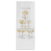Welkom Champagne Tower Gold Monogram Weddenschap Wijn Cadeautas (Voorkant)
