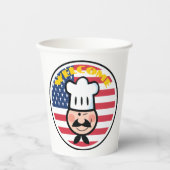 Welkom chef-kok met Amerikaanse vlag Papieren Bekers (Voorkant)
