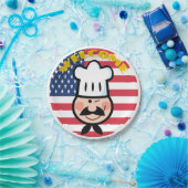 Welkom chef-kok met Amerikaanse vlag Papieren Bordje (Feest)