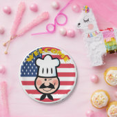 Welkom chef-kok met Amerikaanse vlag Papieren Bordje (Feest)