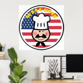 Welkom chef-kok met Amerikaanse vlag Poster (Thuiskantoor)