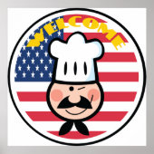 Welkom chef-kok met Amerikaanse vlag Poster (Voorkant)