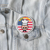 Welkom chef-kok met Amerikaanse vlag Ronde Button 7,6 Cm