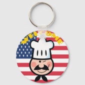 Welkom chef-kok met Amerikaanse vlag Sleutelhanger (Achterkant)