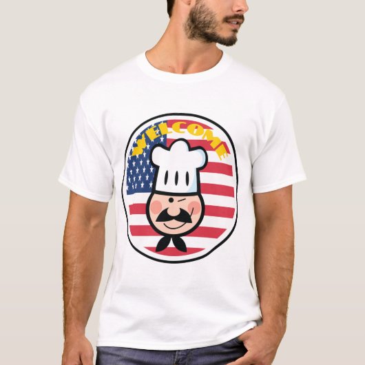 Welkom chef-kok met Amerikaanse vlag T-shirt (Voorkant)