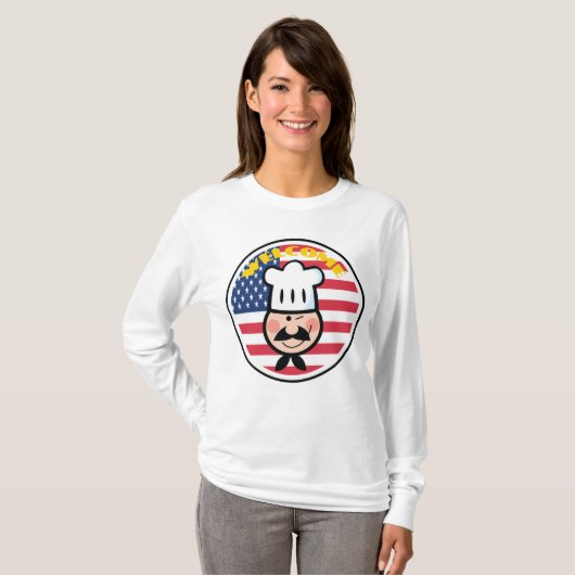 Welkom chef-kok met Amerikaanse vlag T-shirt (Voorkant volledig)