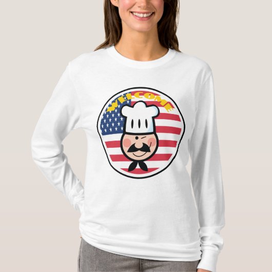Welkom chef-kok met Amerikaanse vlag T-shirt (Voorkant)