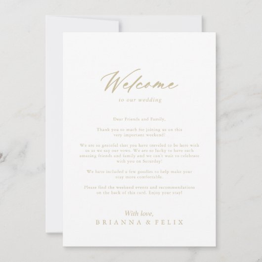 Welkom Chic Calligraphy Gold Wedding (Voorkant)