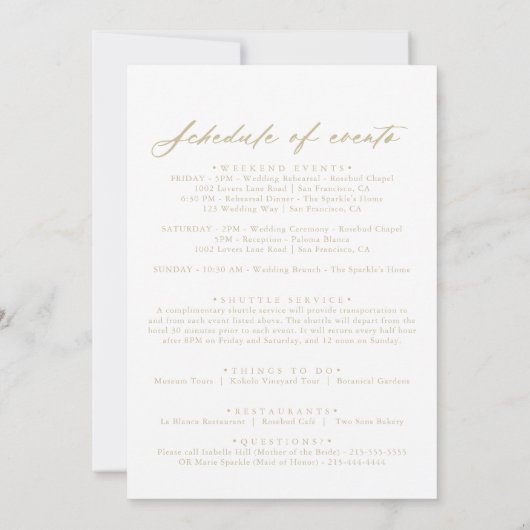 Welkom Chic Calligraphy Gold Wedding (Achterkant)