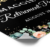 Welkom Chic Coral Floral Gold Retirement Party Poster (Hoek)