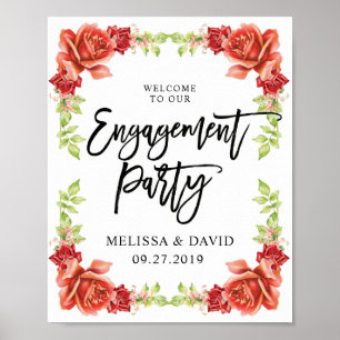 Welkom Chic Engagement Party-teken   ROZEN Poster