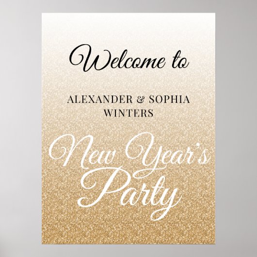 Welkom Chic Gold Glitter New York Poster (Voorkant)