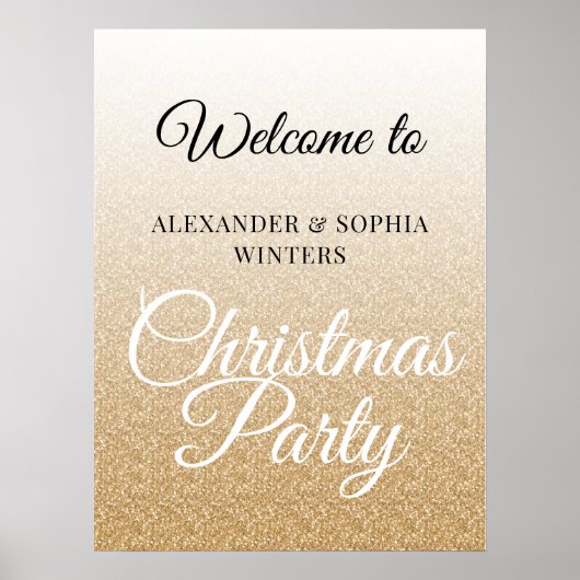 Welkom Chic Gold Glitter Ombre kerstparty Poster (Voorkant)