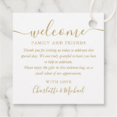 Welkom Chic Gold Script Weduwschap cadeaubon mandj Bedankjes Labels (Achterkant)