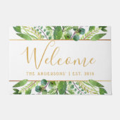 Welkom Chic Greenery & Gold Foil Deurmat (Voorkant)