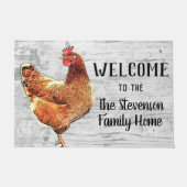 Welkom Chicken Rooster Animal Familienaam Home Deurmat (Voorkant)