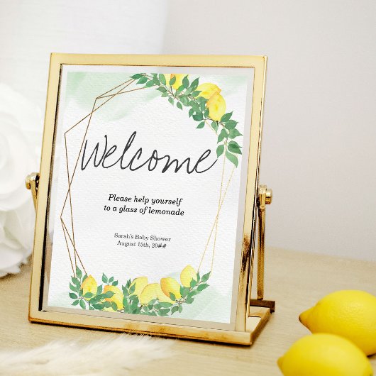 Welkom Citrus Lemons Lemonade Table Sign Poster