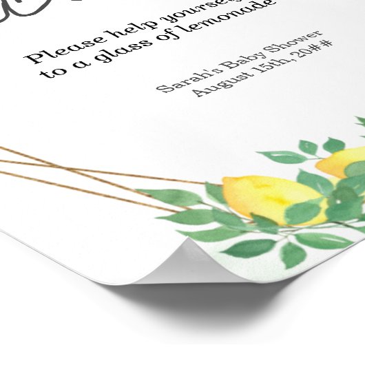 Welkom Citrus Lemons Lemonade Table Sign Poster (Hoek)