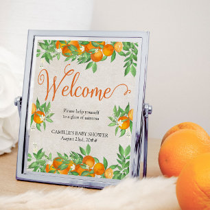 Welkom Citrus Sinaasappel Mimosa Tafelbord Poster