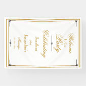 Welkom Classy White & Gold Script Chic Weduwen Spandoek (Horizontaal)