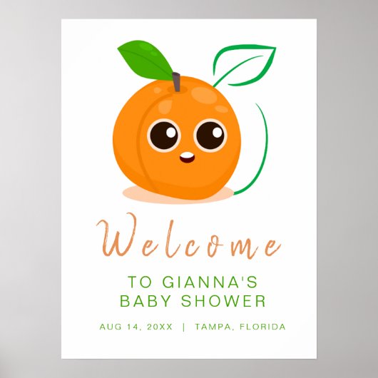 Welkom Clementine Sinaasappel Fruit Baby shower Poster (Voorkant)