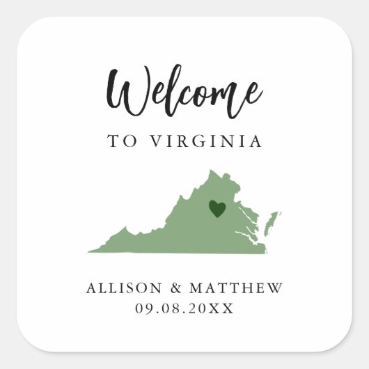 Welkom Colour Virginia Wedding Bag Vierkante Sticker (Voorkant)