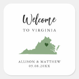 Welkom Colour Virginia Wedding Bag Vierkante Sticker