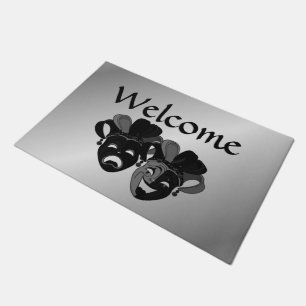 Welkom comedy- en tragedie-bioscoopmaskers deurmat
