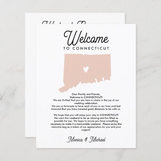 Welkom CONNECTICUT Letter & Itinerary ENIG KLEUR (Voorkant / Achterkant)