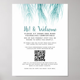 Welkom contactloze QR code gast register palm Poster