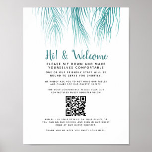 Welkom contactloze QR code gast register palm Poster