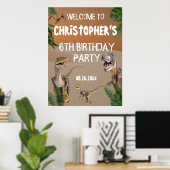 Welkom Cool Dinosaurs Birthday Party Poster (Thuiskantoor)