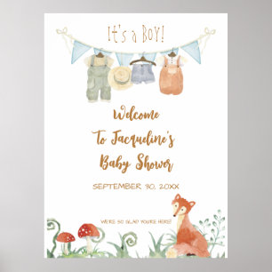 WELKOM Cottcore Fox Mushrooms Baby shower Post Poster