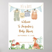 WELKOM Cottcore Fox Mushrooms Baby shower Poster (Voorkant)